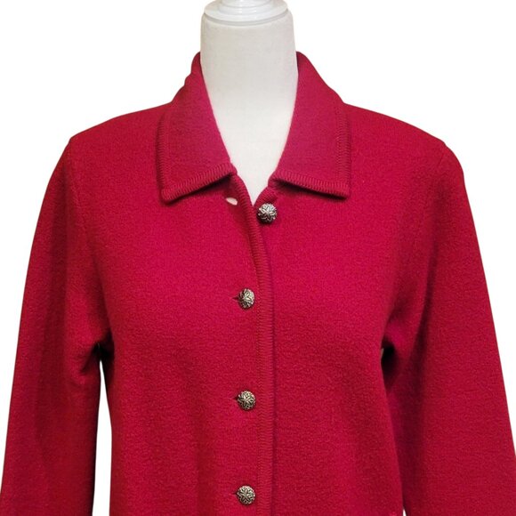 Talbots Vintage Red 100% Wool Cardigan Jacket with Pockets Like New Sz 6 Petite - Picture 3 of 14